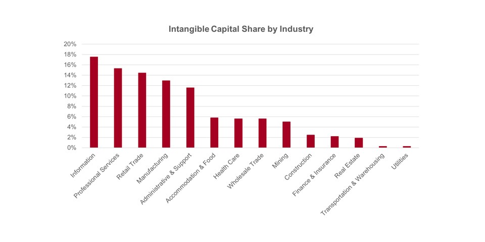Graph 2: Intangible vs. Tangible Capital Share by Industry