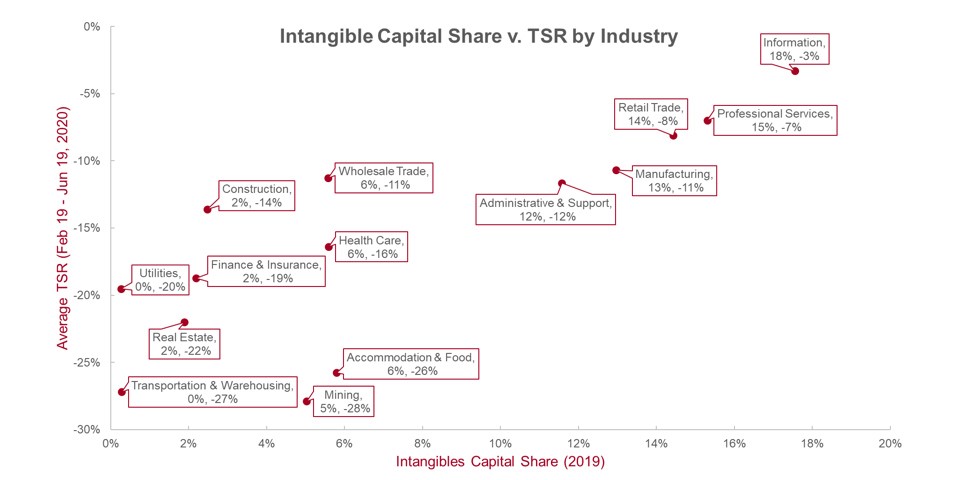 Graph 3: Intangible Capital Share vs. TSR by Industry